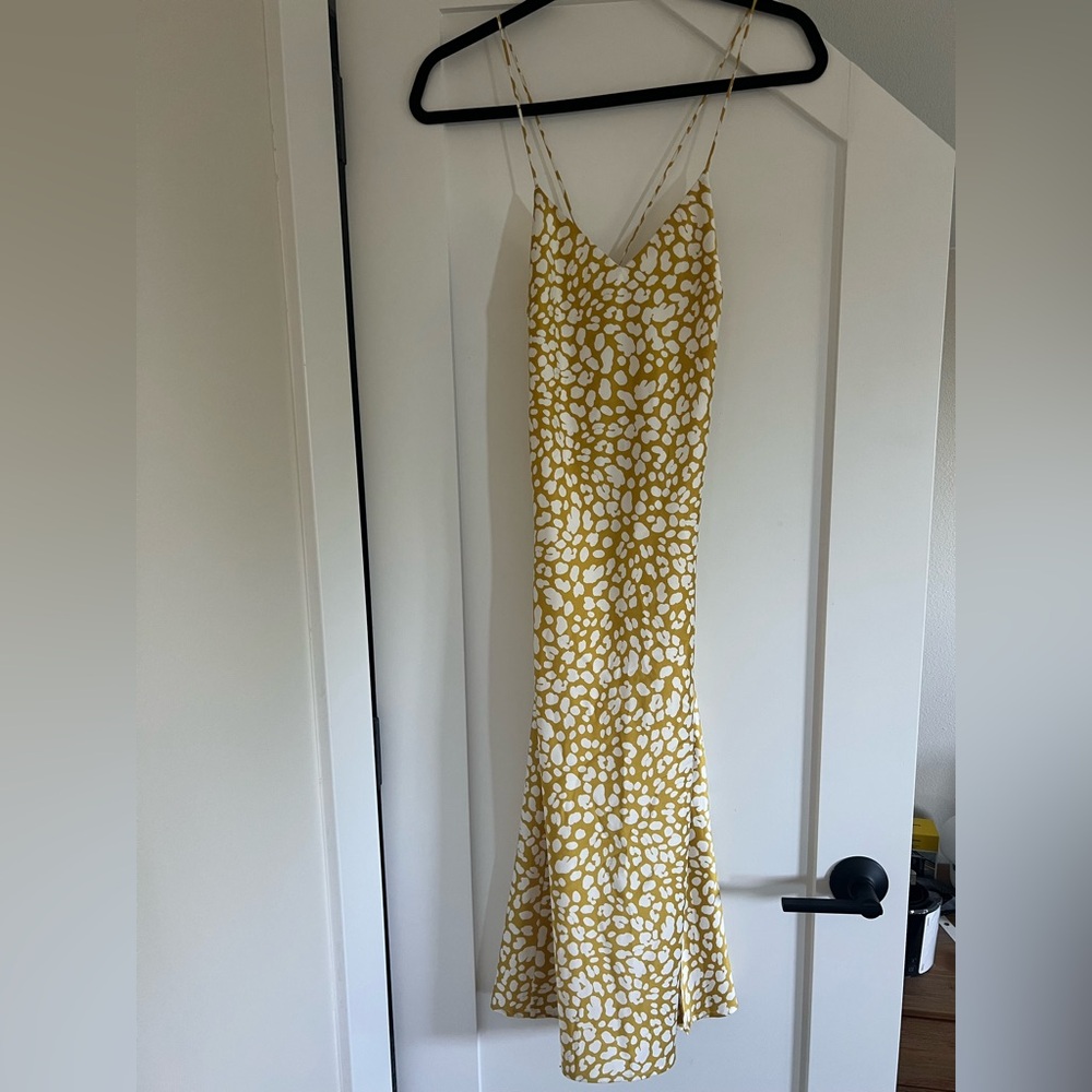 Lulus Yellow and White Spaghetti Strap Dress